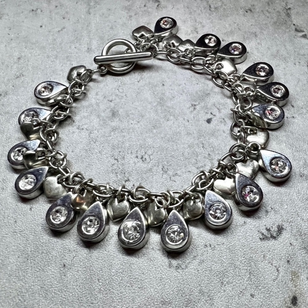 COPY - NWT Silver Plated Teardrop Rhinestone Toggle Bracelet